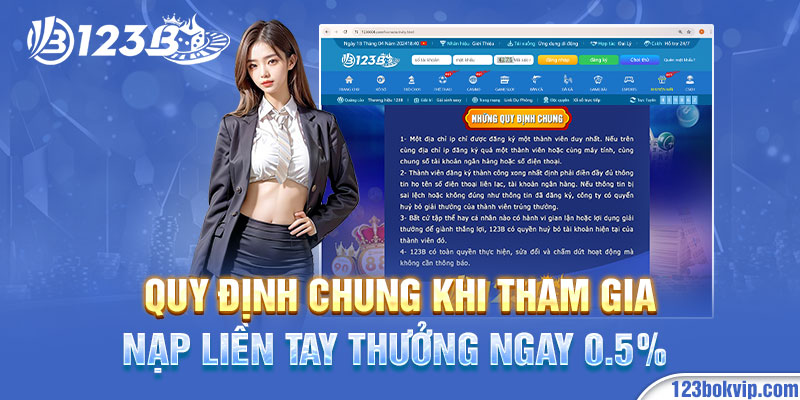 Quy định trong ưu đãi nạp liền tay thưởng ngay 0.5% 